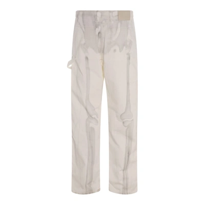 Off-white Carpenter Body Scan Print Loose-fitting Jeans In White