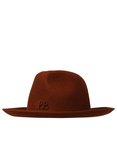 Shop Ruslan Baginskiy Terracotta Wool Felt Fedora Hat In Brown