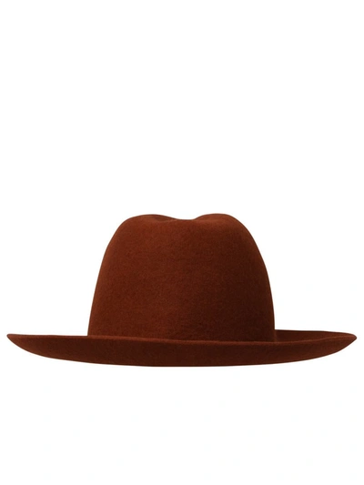 Shop Ruslan Baginskiy Terracotta Wool Felt Fedora Hat In Brown