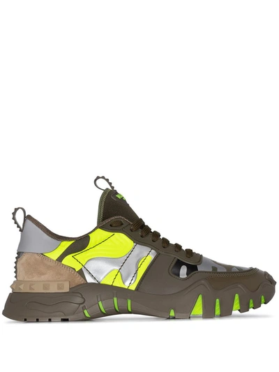 Shop Valentino Sneakers In Greenarglime