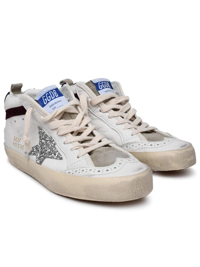 Shop Golden Goose White Leather Mid Star Sneakers