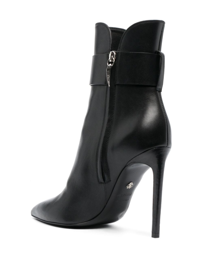Shop Roberto Cavalli Mirror Snake Leather Boots In Black
