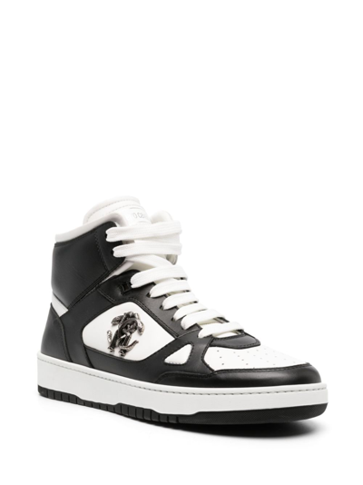 Shop Roberto Cavalli Logo-plaque Leather Sneakers In White