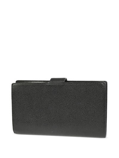 Pre-owned Chanel 2007 Cc Stitch Long Bifold Wallet In Black