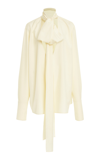 Shop Givenchy Scarf-neck Silk Top In Neutral