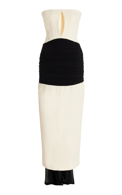 Shop Givenchy Ruched-waist Crepe Midi Dress In Ivory