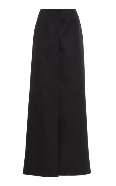 Shop Givenchy Low-waist Wool-mohair Maxi Skirt In Black