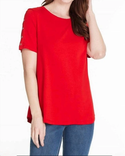 Shop Multiples Button Detail T-shirt In Red