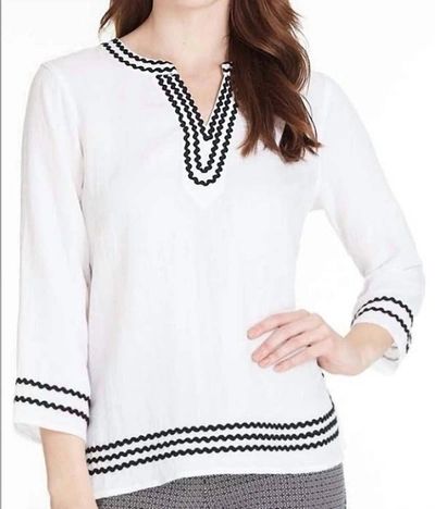 Shop Multiples Crinkled Woven Tunic In White