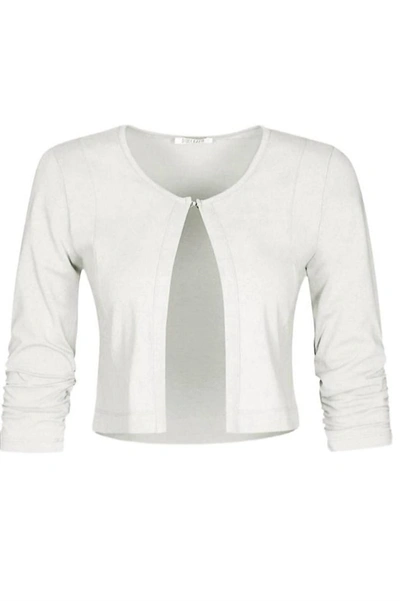 Shop Dolcezza Basic Essential Front Tie Cardigan In White