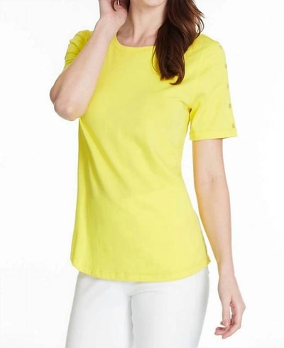 Shop Multiples Button Detail T-shirt In Yellow