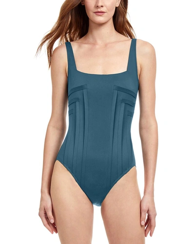 Shop Gottex Square Neck One-piece In Green