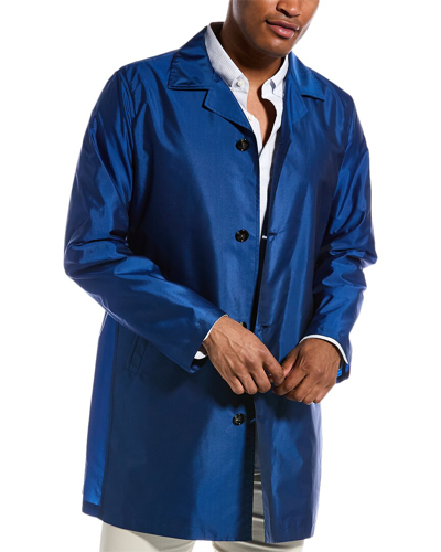 Shop Kiton Metallic Silk-blend Raincoat In Blue