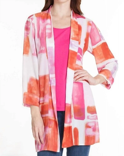Shop Multiples Crinkled Kimono Jacket In Pink/orange In Multi