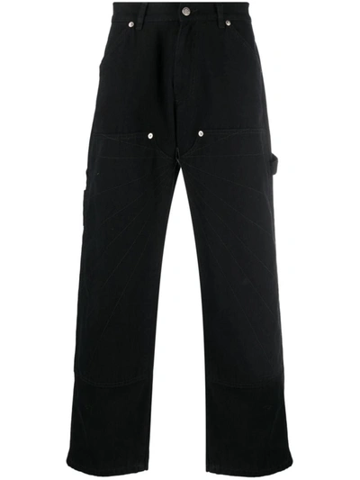 Shop Rassvet The New Light 2-knee Canvas Trousers Woven Clothing In Black