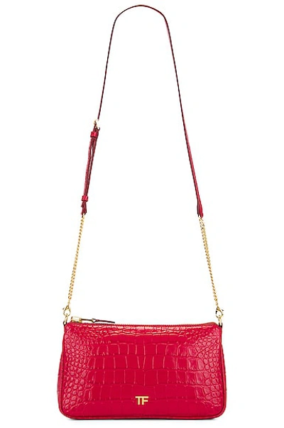 Shop Tom Ford Croc Stamped Classic Tf Mini Bag In Red