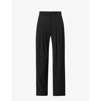 Me And Em Womens Black High-rise Regular-fit Wool-blend Tux Trousers In Black