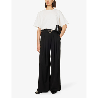 Me And Em Womens Black High-rise Regular-fit Wool-blend Tux Trousers In Black