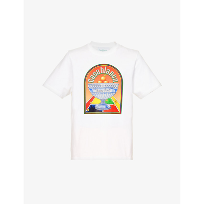 Shop Casablanca D'orange Brand-print Organic Cotton-jersey T-shirt In Terrain Dorange