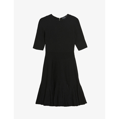 Shop Ted Baker Womens Black Josafee Short-sleeve Stretch-knit Fit-and-flare Mini Dress