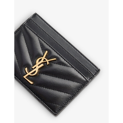 Shop Saint Laurent Black Monogram Quilted Leather Cardholder