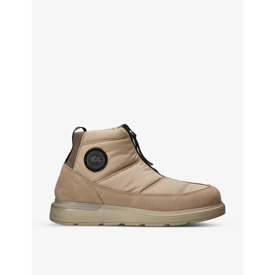 Shop Canada Goose Men's Taupe Crofton Puffer Nylon And Suede Ankle Boots