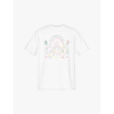 Shop Casablanca Men's Rainbow Crayon Temple Rainbow Temple Graphic-print Organic Cotton-jersey T-shirt