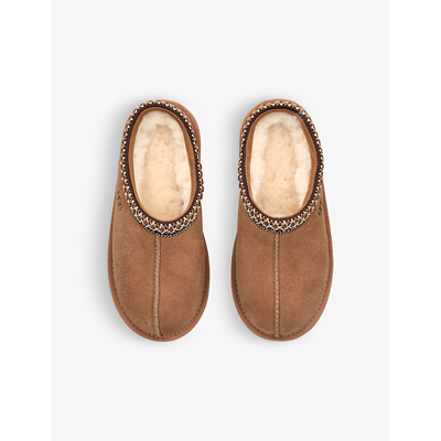 Ugg Tasman Ii Contrast-stitch Suede Slippers 7-10 Years In Brown