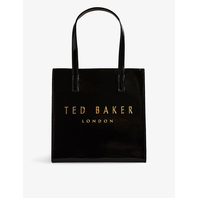 Shop Ted Baker Women's Black Crinion Logo-print Faux-leather Tote Bag