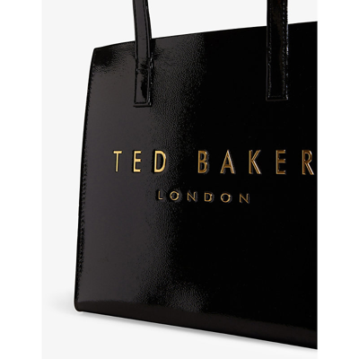 Shop Ted Baker Women's Black Crinion Logo-print Faux-leather Tote Bag