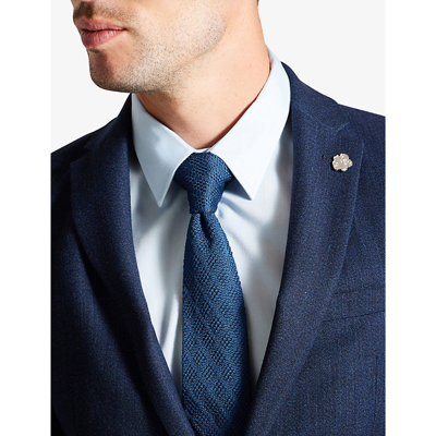 Shop Ted Baker Mens Teal-blue Kelmis Diamond-texture Knitted Tie