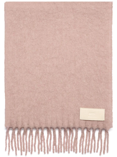 Shop Ami Alexandre Mattiussi Fringed Wool-blend Scarf In Pink