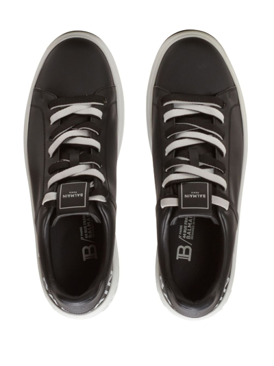 Shop Balmain B-court Leather Sneakers In Black