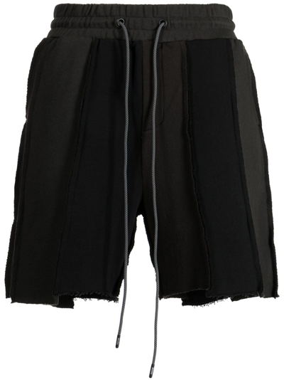Shop Mostly Heard Rarely Seen Exposed-seam Cotton Track Shorts In Black