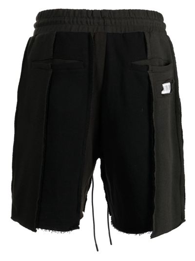 Shop Mostly Heard Rarely Seen Exposed-seam Cotton Track Shorts In Black