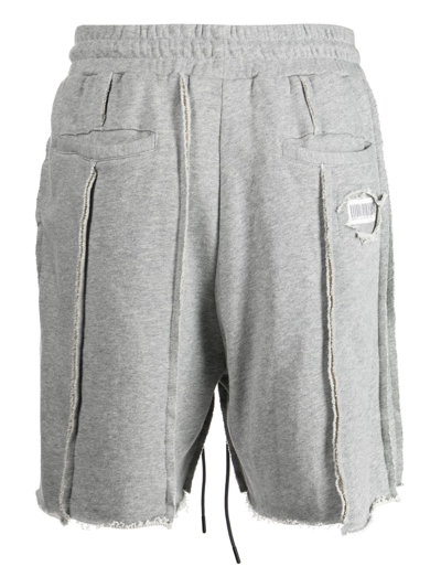 Mostly Heard Rarely Seen Exposed-seam Cotton Track Shorts In Grey