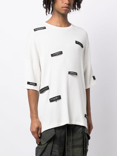 Mostly Heard Rarely Seen Logo-patches Knitted Cotton T-shirt In White