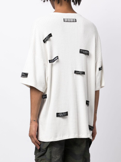 Mostly Heard Rarely Seen Logo-patches Knitted Cotton T-shirt In White