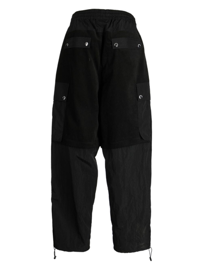 Shop Mostly Heard Rarely Seen Detachable Corduroy Cropped Trousers In Black