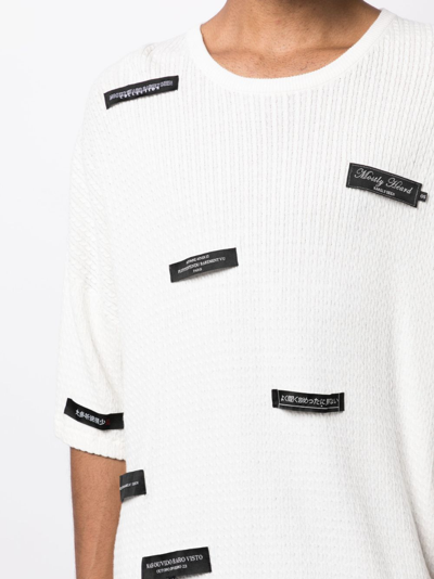 Mostly Heard Rarely Seen Logo-patches Knitted Cotton T-shirt In White