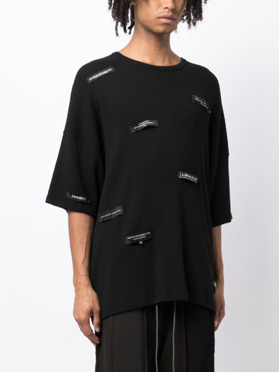Mostly Heard Rarely Seen Logo-patches Knitted Cotton T-shirt In Black