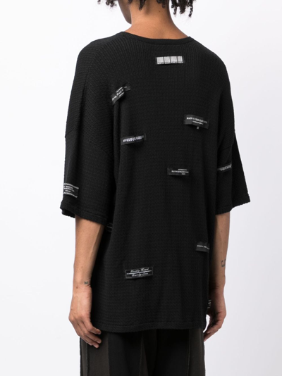 Mostly Heard Rarely Seen Logo-patches Knitted Cotton T-shirt In Black