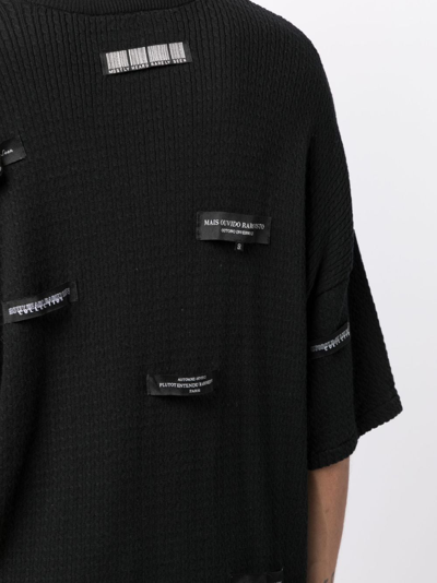 Mostly Heard Rarely Seen Logo-patches Knitted Cotton T-shirt In Black