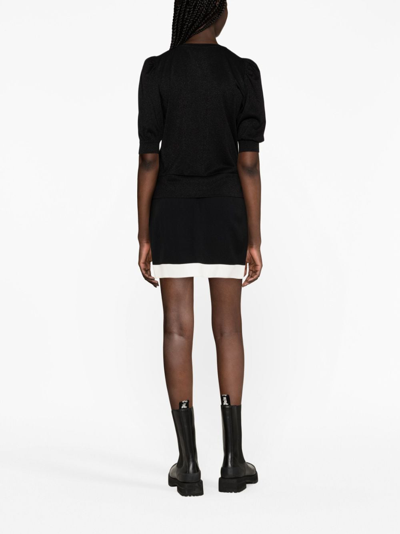 Karl Lagerfeld Half-sleeved Lurex Top In Black