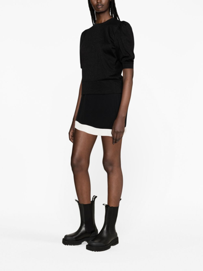 Karl Lagerfeld Half-sleeved Lurex Top In Black