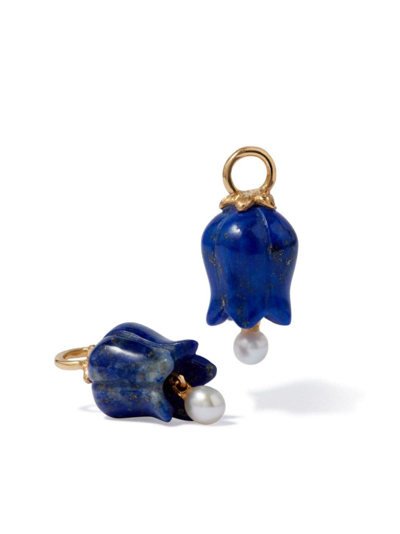 Shop Annoushka 18kt Yellow Gold Tulip Diamond And Lapis Lazuli Drop Earrings