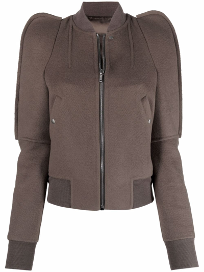 Shop Rick Owens Bionic Puff-sleeve Bomber Jacket In Brown