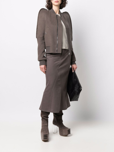 Rick Owens Bionic Puff-sleeve Bomber Jacket In Brown