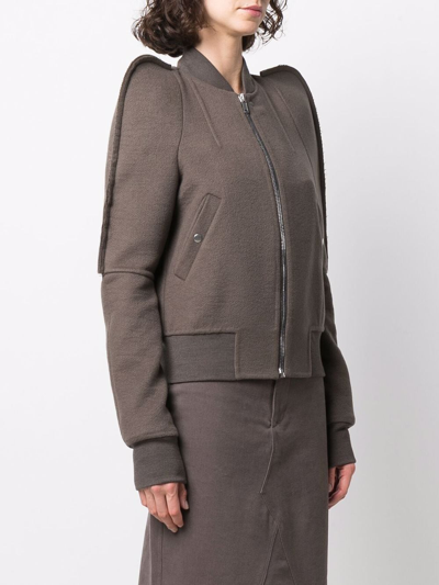 Rick Owens Bionic Puff-sleeve Bomber Jacket In Brown