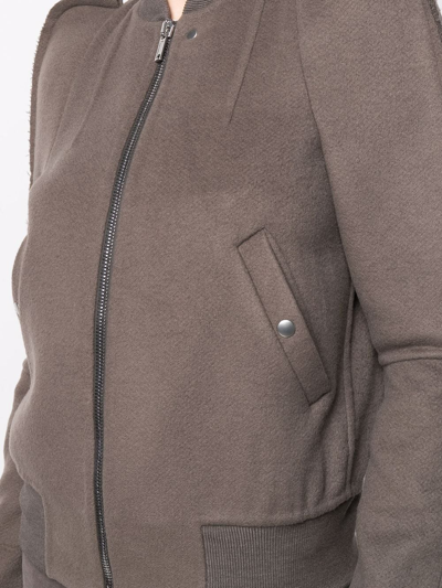 Rick Owens Bionic Puff-sleeve Bomber Jacket In Brown